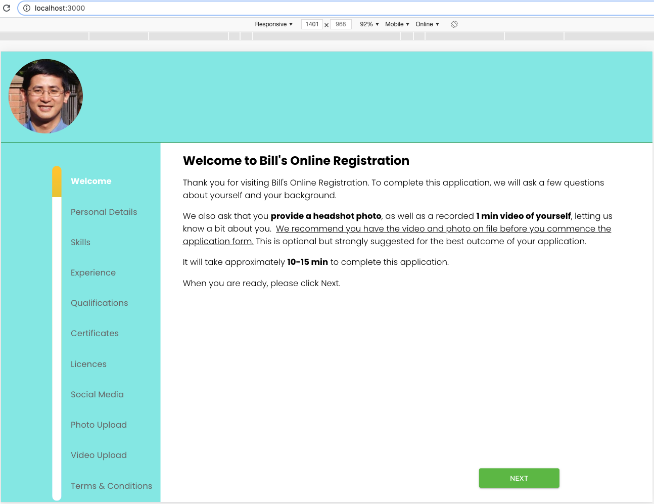 Desktop/Tablet View
